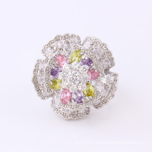 Anillo de dedo plateado plata de la flor grande del diamante de la moda 11826 de la manera CZ para casarse
